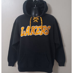 Vintage 80s 90s Los Angeles LA Lakers XL NBA Hoodie Sweatshirt Eagle USA Hvwt